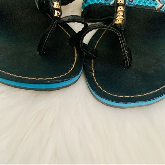JC Penny Black Boho Flat Sandals Size 6 - Picture 3 of 10